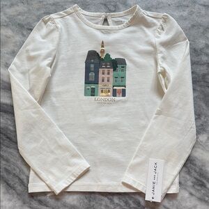 Janie and Jack Cream Long Sleeve Tee with London Graphic